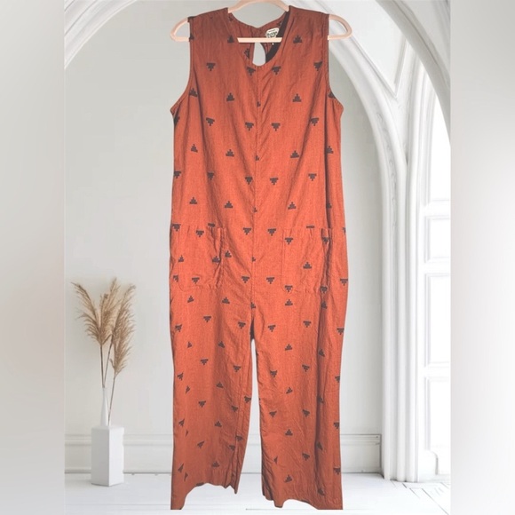 Bridge & Burn Pants - Oversized Bridge & Burn Sustainable Orange Aztec Sleeveless Jumpsuit L Overalls